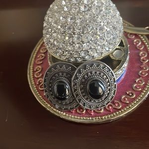 Vintage black onyx sterling silver earrings